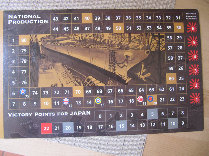 a picture of Axis & Allies: Pacific National Production / Japanese Victory Point tracker