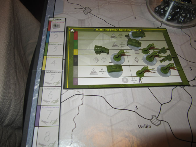 Axis & Allies Battle of the Bulge - Start of the Game - Loaded Reinforcement Cards