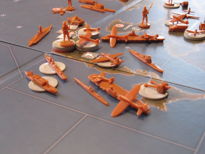 Axis & Allies Pacific 1940 - New look anti-aircraft along with new navy and air bases.